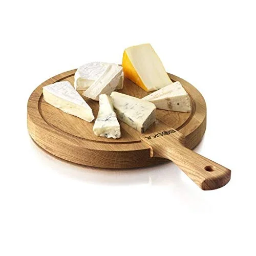 Boska Holland Life Collection Friends Round Wood Cheese Board with Handle, Medium