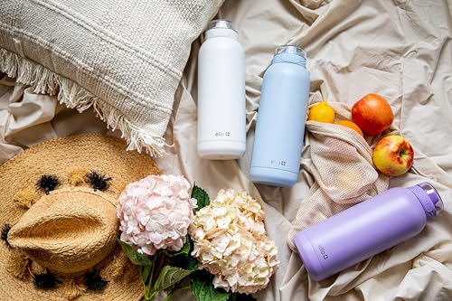 Ello Cooper 32oz Stainless Steel Water Bottle with Straw and Carry Handle, Double Walled and Vacuum Insulated Metal, Leak Proof Locking Lid with Soft Silicone Spout, Reusable, BPA Free, Yucca