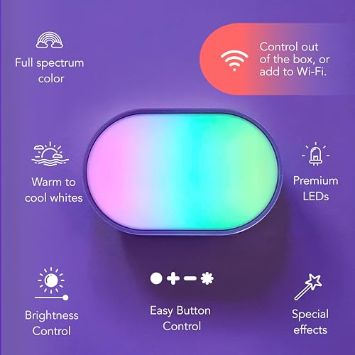 LIFX Luna Smart Lamp, 1000 LM Wi-Fi & Matter 1.3 Compatible, Alexa & Apple HomeKit Compatible, Plug-In Bedside Table Lamp & Wall-Mount, Color Changing Wall Wash, Sunrise/Sunset Effect, No Hub Required
