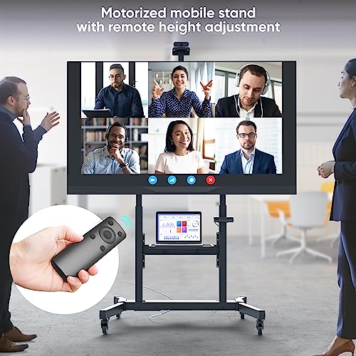 ONKRON Motorized TV Stand on Wheels for 50-100 Inch TVs, max Load up to 286 lbs, TV Portable Stand Adjustable Height with Electric Lift, max VESA 1000x600 Mobile TV Cart Rolling TV Stand Tall Black