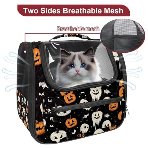 Halloween Pumpkin Pet Carrier Soft Sided Carrier for Small Medium Cats Dogs