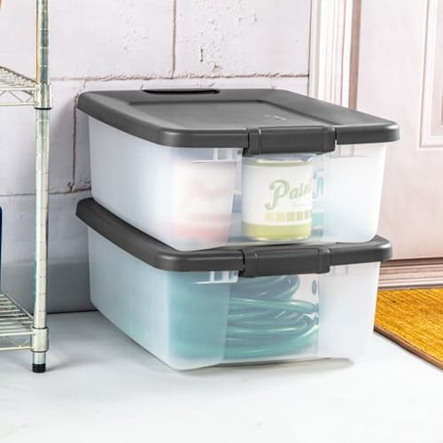 Sterilite 4 Shelf Cabinet, Lockable Utility Storage w/ Adjustable Shelves, Gray - Plastic Shelving Unit for Organizing Garage, Pantry, Basement, Laundry Room or Mudroom