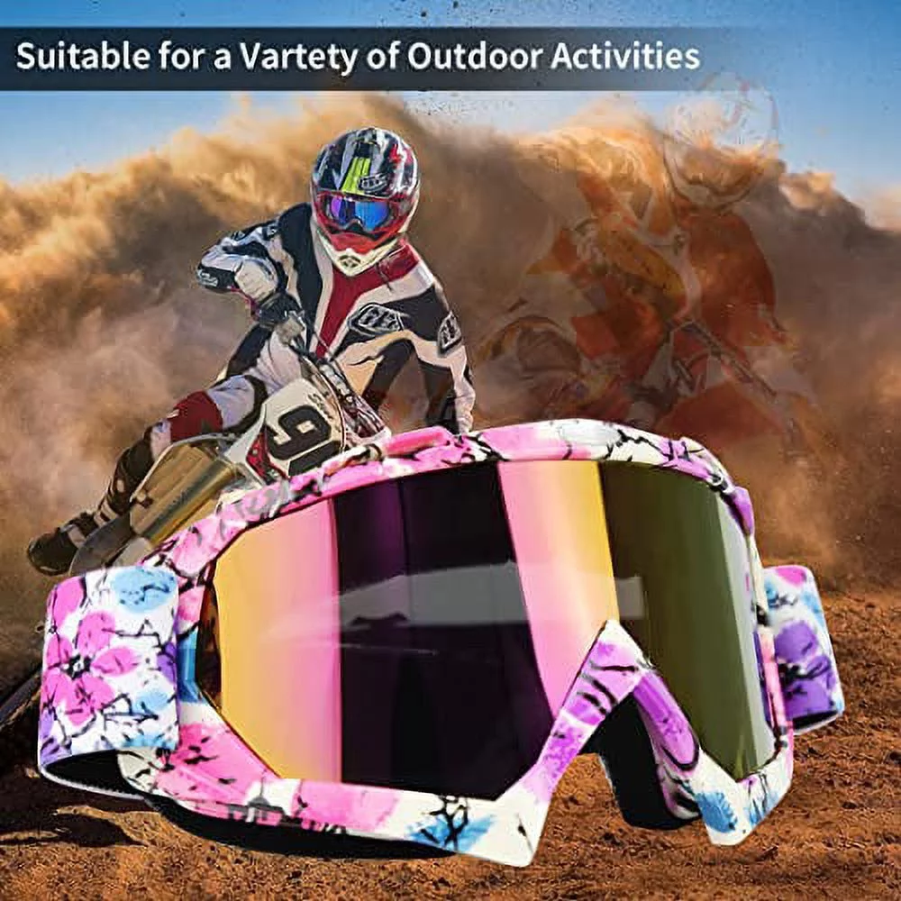 Pink Motocross Motorcycle Goggles Dirt Bike ATV Racing Mx Goggles for Men Women Youth Kids (C42)