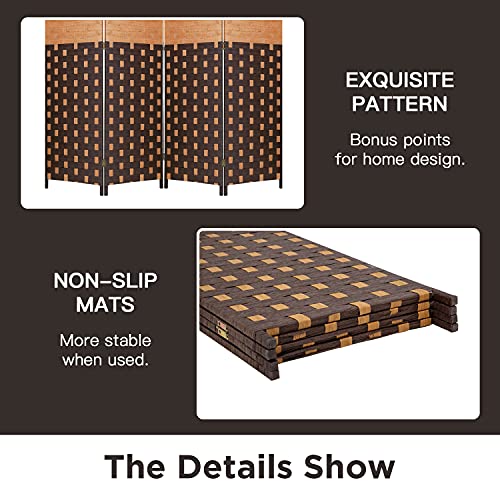 Wood Mesh Woven Design 4 Panel Folding Wooden Screen Room Divider