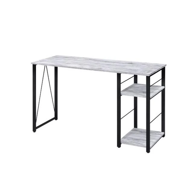 Writing Desk with Rustic Wood Finish, Antique White & Black