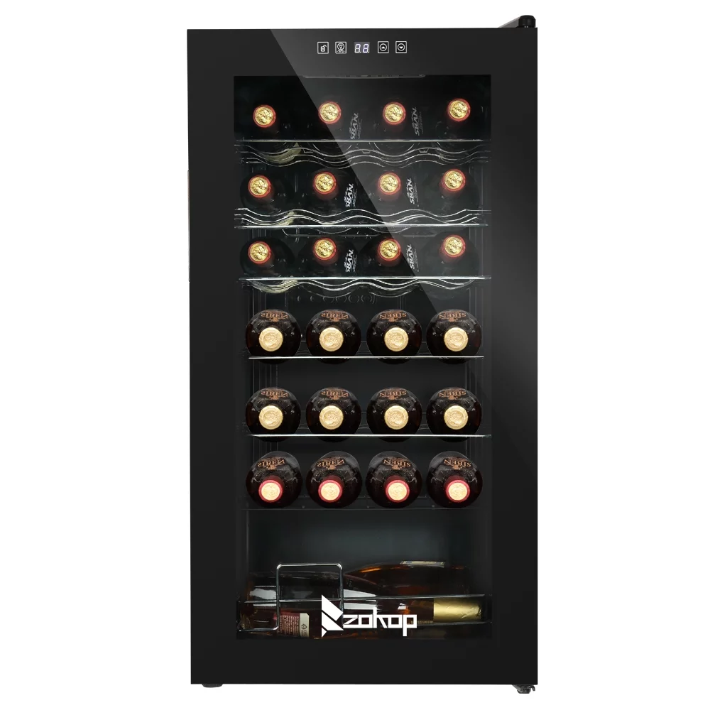 ZOKOP 28 Bottle Compressor Wine Cooler and Refrigerator Freestanding Wine Chiller Fridge, Black