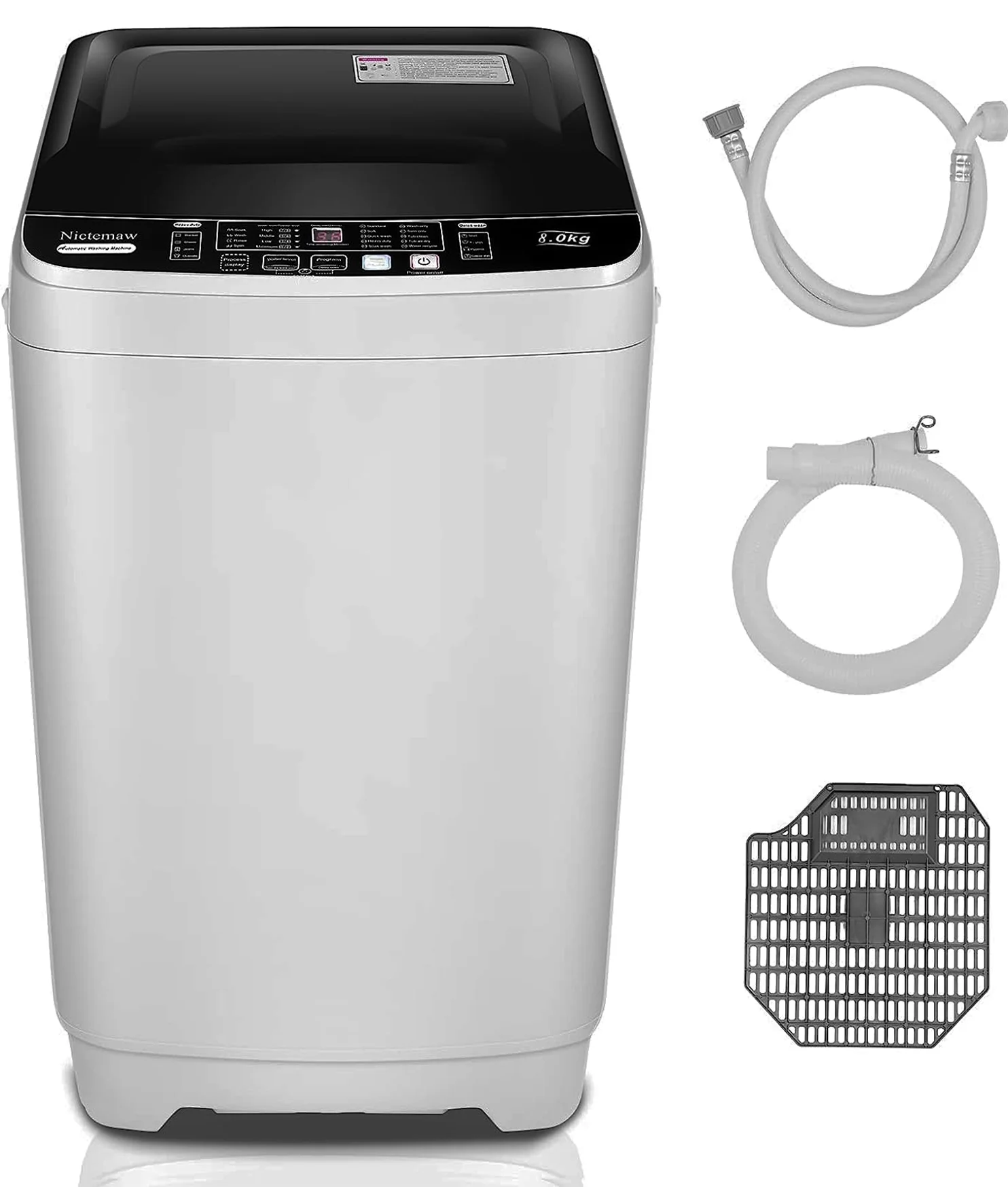 Qhomic Compact Washing Machine, 17.6lbs Capacity, 1.9 Cu.ft Portable Washer with LED Display and Faucet Adapter, Fully Automatic Washing Machine with Timed Settings, Perfect for Apartments, Dorms, Rv