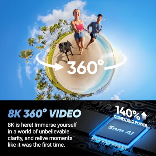 Insta360 X4 Standard Bundle - Waterproof 8K 360 Action Camera, 4K Wide-Angle Video, Invisible Selfie Stick Effect, Removable Lens Guards, 135 Min Battery Life, AI Editing, Stabilization