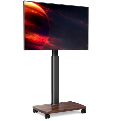 FITUEYES Rolling TV Stand for 32 to 65 70 Inch TVs, Portable Mobile TV Cart on Wheels, Tall Universal TV Floor Stands with Swivel Mount, Fit Corner, Bedroom, Living Room, Small Dorm (White)