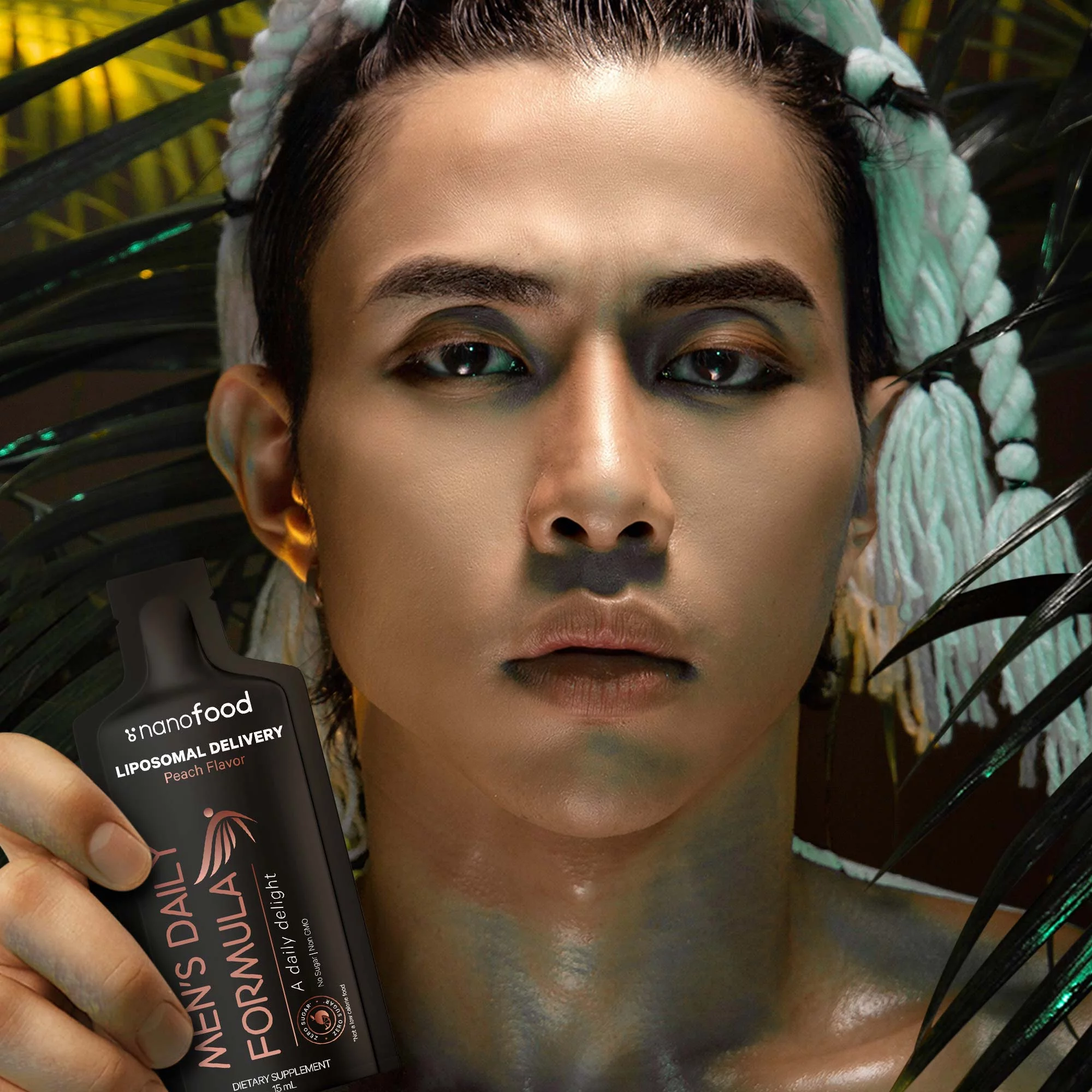 Codeage Nanofood Men's Daily Multivitamin Liquid Supplement, Vitamins A B C D3 E, Omega-3, Terpenes, Liposomal Delivery, Sugar-Free, 30 Pouches