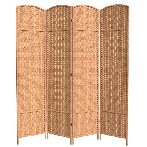 Red Lantern 7 ft. Tall Diamond Weave Dark Beige-6 Panels Room Divider