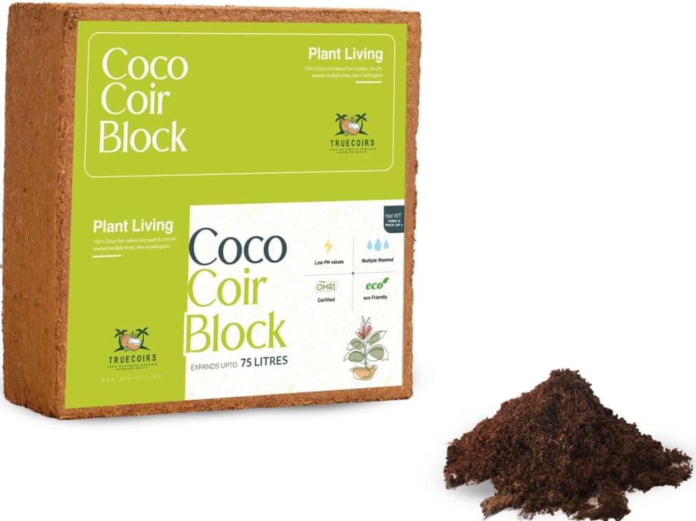 10 LB Premium Organic Coco Coir Compressed Natural Brick with Low EC and PH Balance - High Expansion for Indoor and Outdoor Potting Soil, Renewable Coco Soil for Gardening
