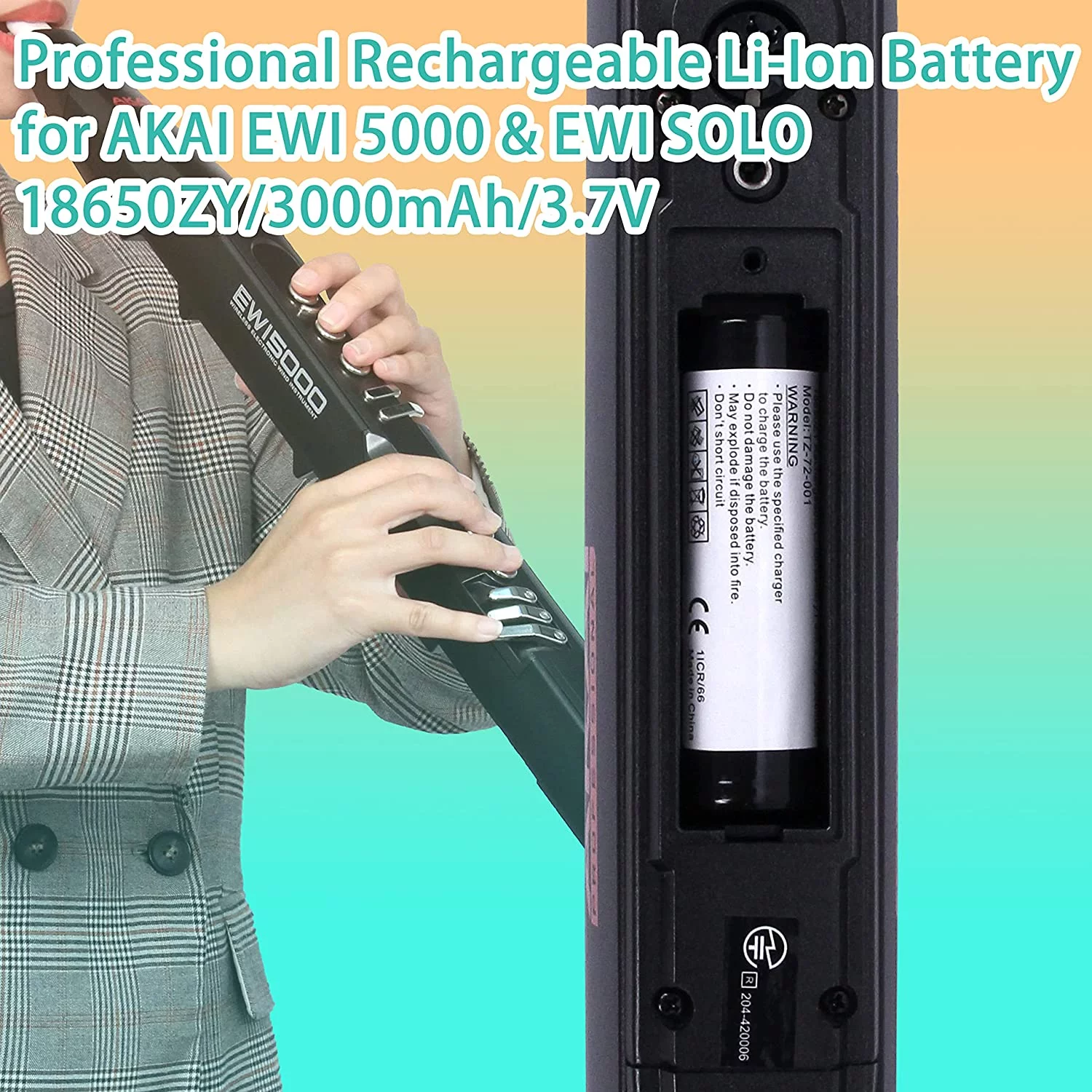 Professional Rechargeable Li-Ion y for AKAI EWI 5000 EWI Solo with Extension Cable and USB 2.0 Male