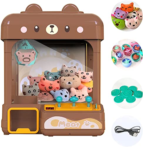 Large Claw Machine for Kids Adults with Prizes, Adjustable Sound & Light, Candy Crane Vending Machine for Girls Boys, Mini Electronic Arcade Game Dispenser Toy for Party Birthday Gifts - Bear