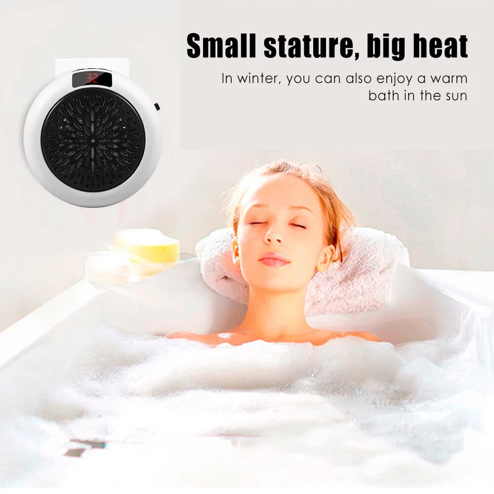 JLLOM  900W White Digital Thermostat Plug in Electric Heater Fan Remote Timer Warm up any room safely and effectively