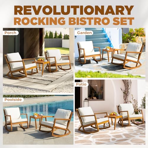 IDZO Heavy Duty 500lbs Weight Capacity Wicker Bistro Table and Chairs Set of 2 with Olefin Fabric Soft Cushions