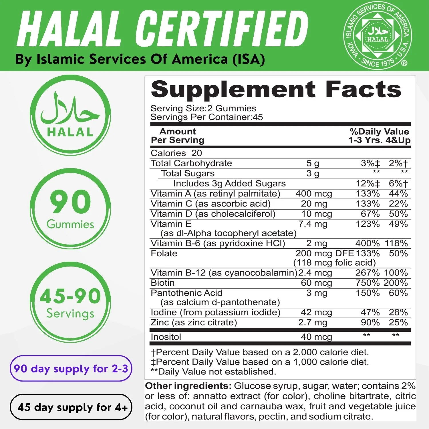 SHIFAA NUTRITION Halal Gummy Vitamins for Kids | 90 Gummies, 45 Days Supply | Vegetarian | Gluten Gelatin Peanut Dairy Free | w/ All Essential Kids Vitamins C, Zinc A, D, E, B6, B12, Biotin