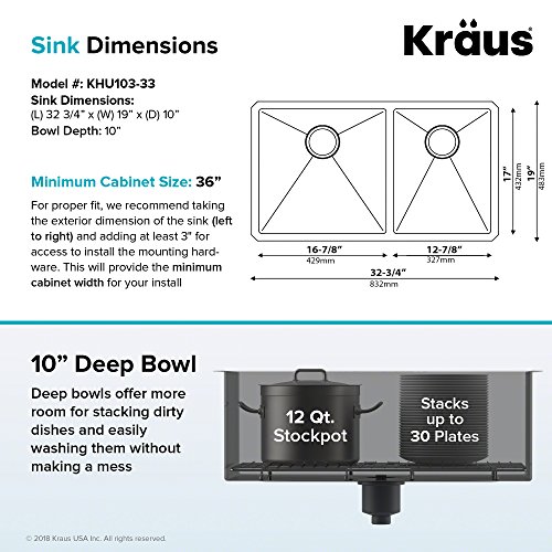 KRAUS Standart Pro 32 Inch 18-Gauge Stainless Steel Scullery Sink, 24 Gallon Freestanding Commercial Style Single Bowl Laundry & Utility Sink, KHS230-32