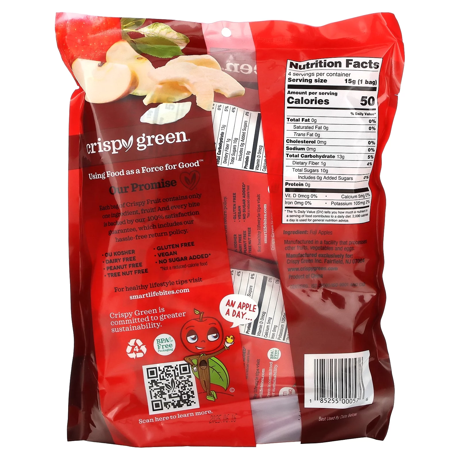 Crispy Green  2.12 oz All Apple Dried Fruit Multi Pack - Pack of 8
