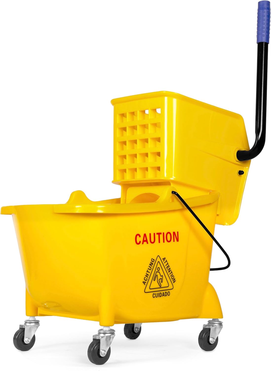 WEN Rolling Mop Bucket with Down Press Wringer, 26-Quart Capacity (73034B)