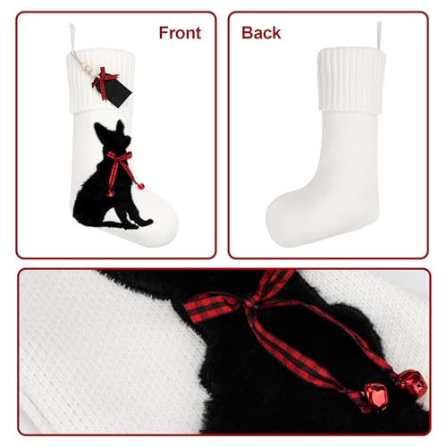 Personalized Cat Stockings Christmas White Knitted Stocking for Cat Pet Plush Stocking Cat Christmas Decorations Cat Christmas Hanging Decor Festive Family Seasonal Party Decoration
