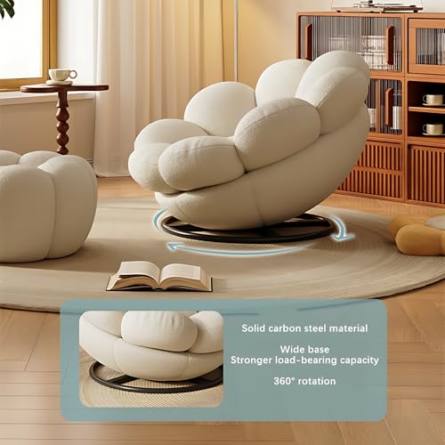 Shaped Swivel Indoor Lounge Chair with Ottoman - Comfortable Single Leisure Sofa Chair | Reading and Relaxing Chair for Living Room, Bedroom, Office|Fashionable Pumpkin Shape (BLUE)