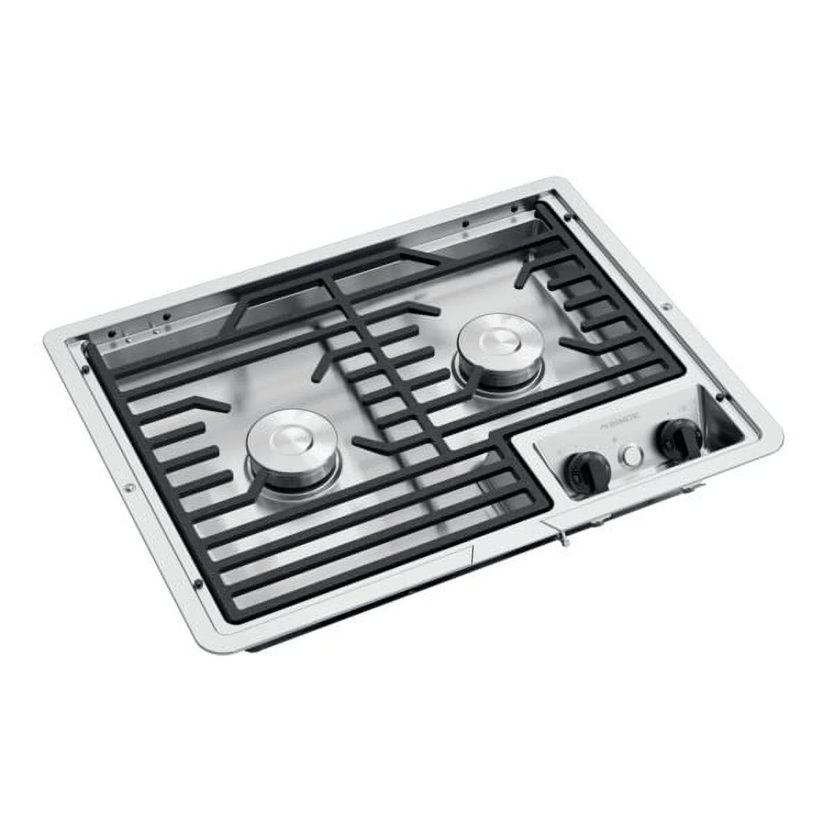 Dometic Drop-In Cooktop - Two Burner Cooktop Cast Iron/Flat Wire Grate -Top Mount 12V Stove for RV and Outdoor Camper Kitchens