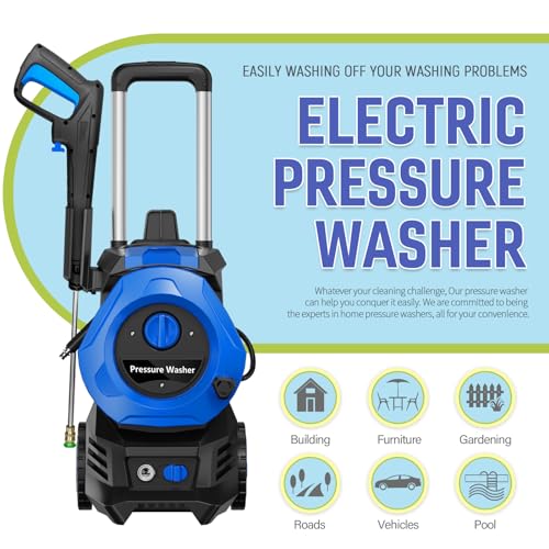 Electric Pressure Washer 4800PSI-Max 2.9GPM Power Washer with 25 Feet Hose,16.4 Feet Power Cord, Car Wash Machine Blue Ideal Cleaning for Garden
