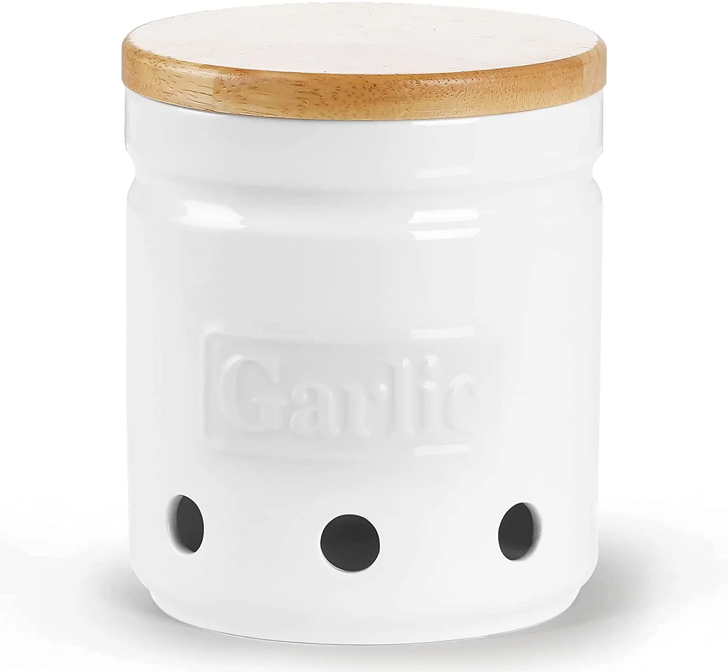 Porcelain Garlic Keeper with Lid, Ceramic Garlic Saver 4.5-Inch (white)