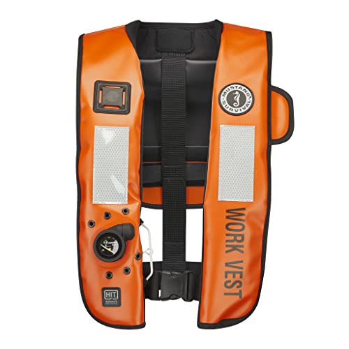 Mustang Survival - HIT Inflatable Work Vest for Adults (Orange & Black - One Size Fits All), Auto Hydrostatic, Enhanced Mobility and Reduced Heat Stress, 35 lb. of Buoyancy