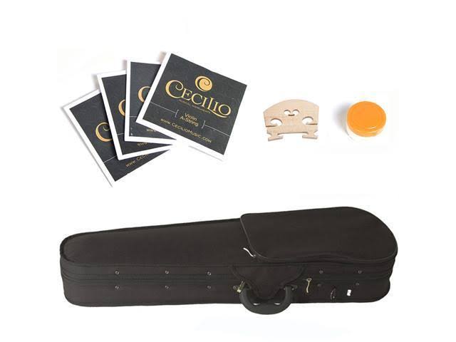 Mendini 14-inch MA250 Natural Varnish Solid Wood Viola with Case, Bow, Rosin, Bridge and Strings