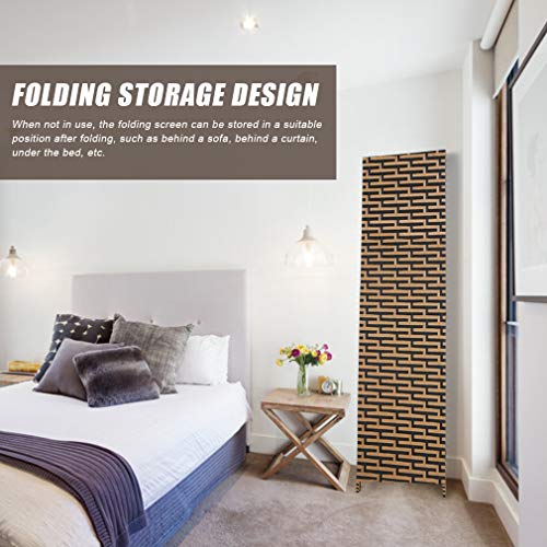 Wood Mesh Woven Design 4 Panel Folding Wooden Screen Room Divider