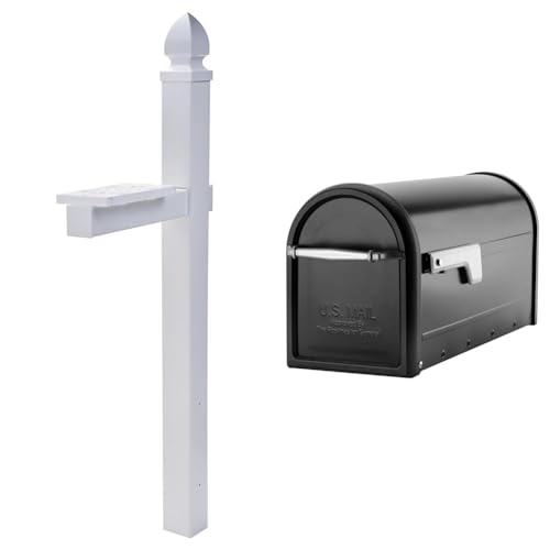 Architectural Mailboxes Whitley Post and Chadwick Galvanized Steel Mailbox, 8950B-10, Black, Medium