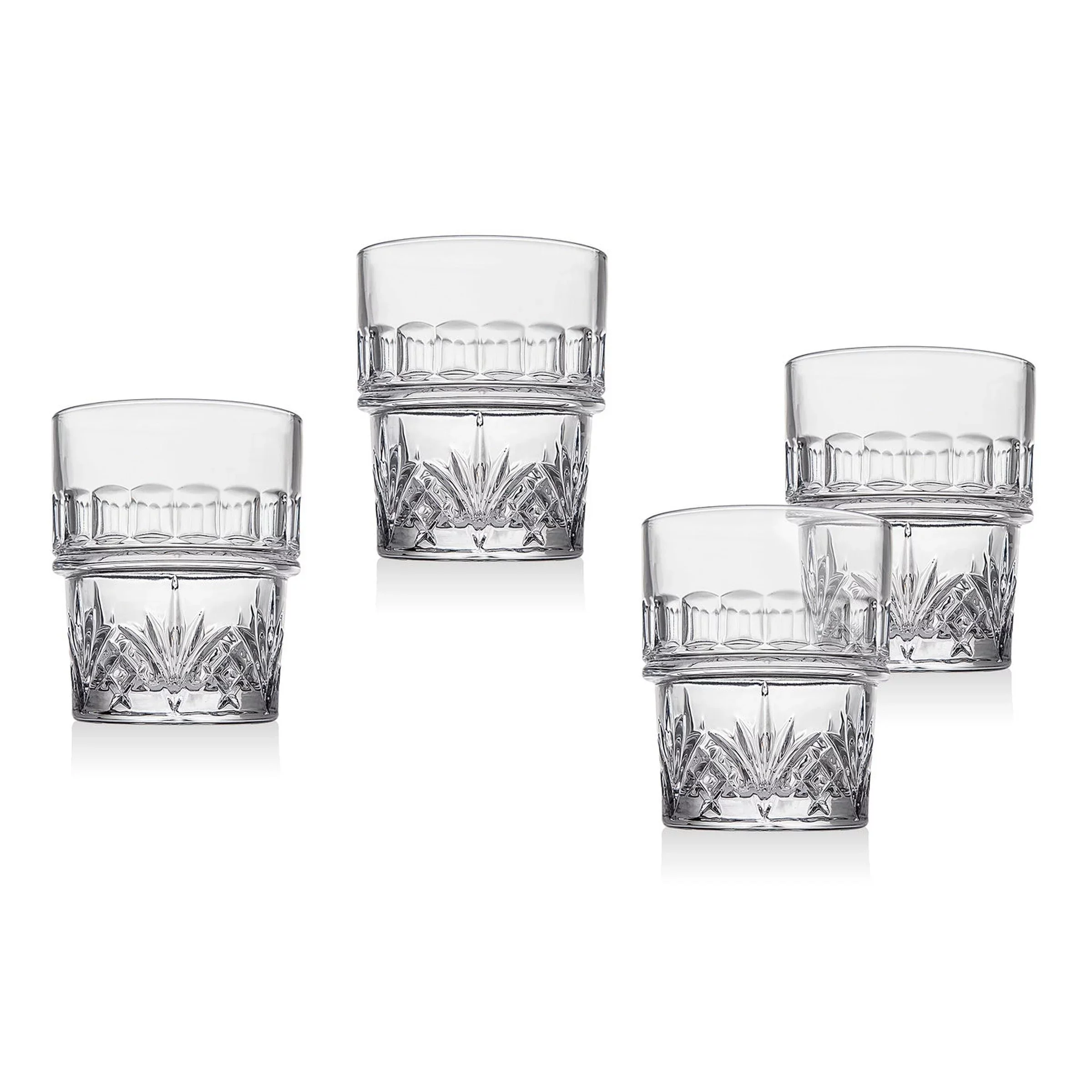 Dublin Crystal Stackable Whiskey Glass 10oz, Set of 4