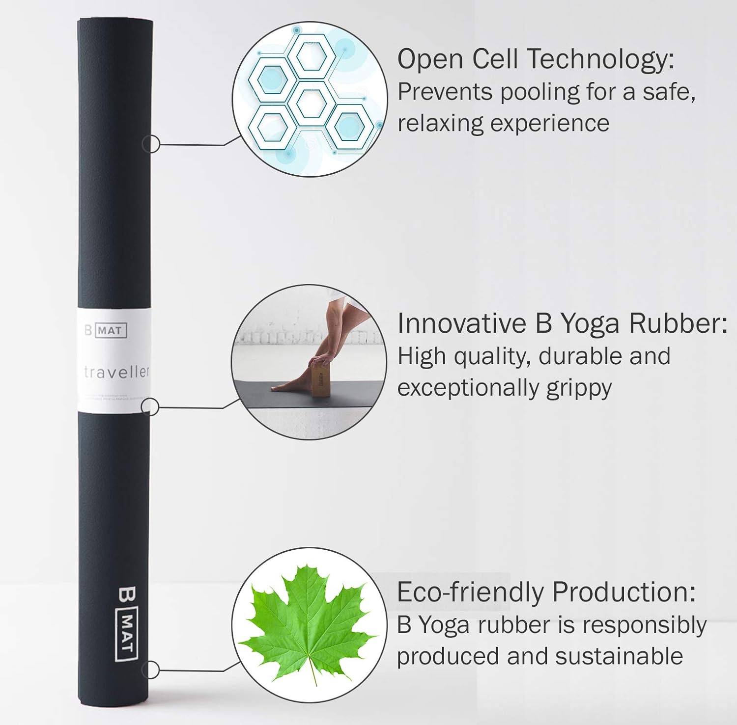 B Yoga Black Traveller Mat, 1 EA