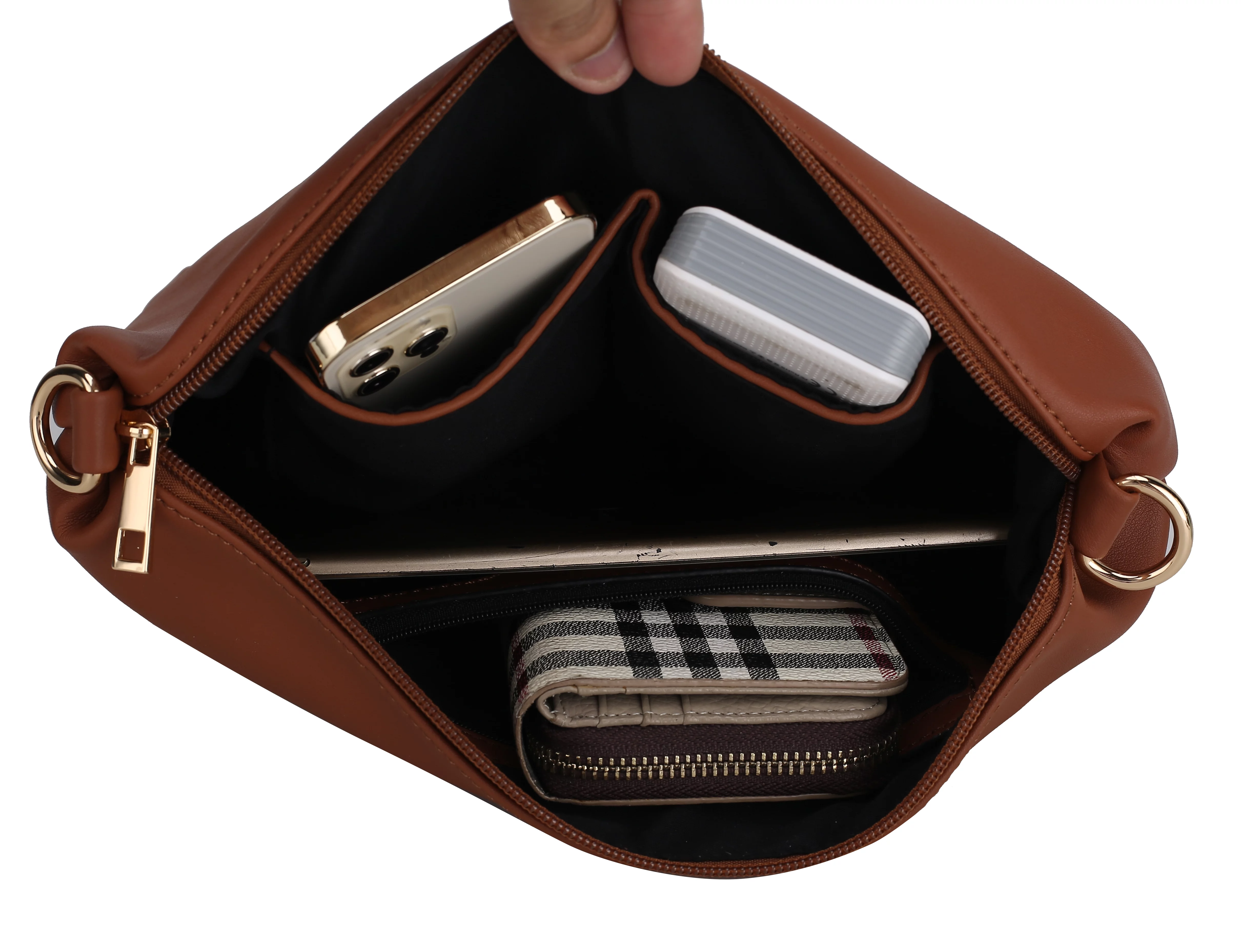 MKF Collection Raya Vegan Leather Women's Shoulder Bag + Crossbody Pouch 2 pcs, Fashion Tote Purse Handbag by Mia K - Pewter