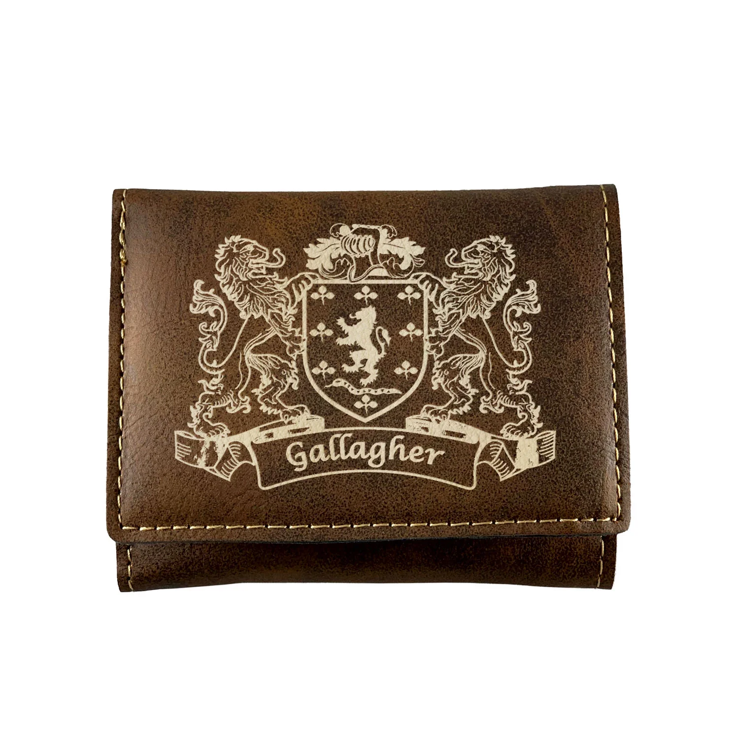 Gallagher Irish Coat of Arms Rustic Leather Wallet