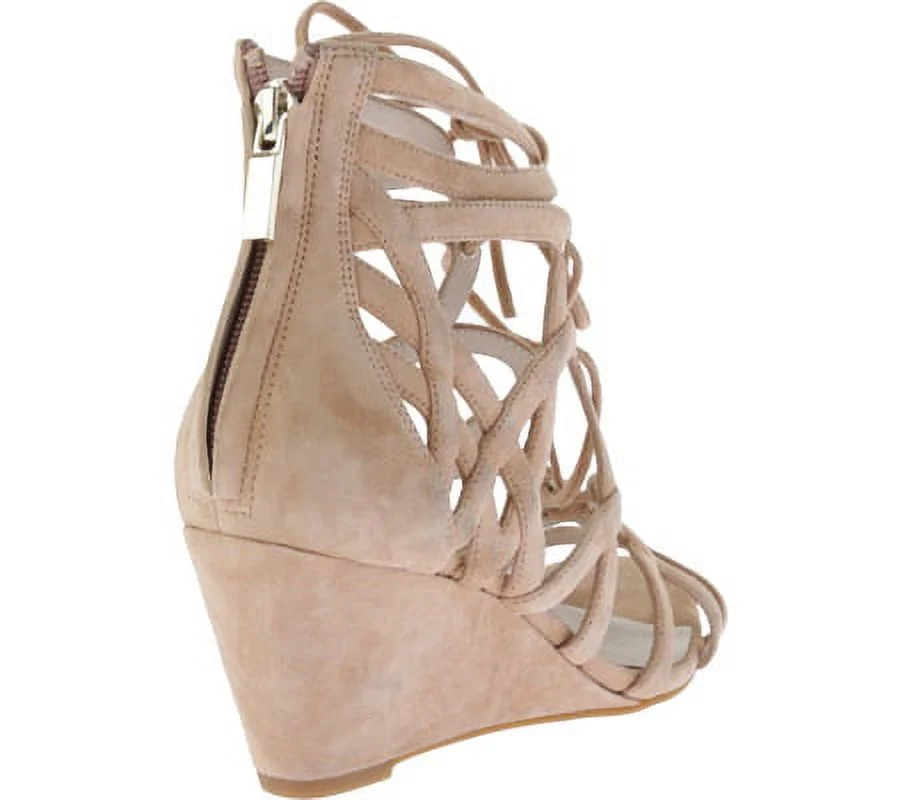 Kenneth Cole Women's Blush Dylan Suede Wedge Gladiator Sandal Brown Size 7.5 M