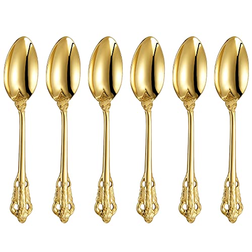 KEAWELL Luxurious 5.1-Inch Espresso Spoons Set - 6 Pieces - Mini Coffee Spoon, 18/10 Stainless Steel - Gorgeous Design with Exceptional Mirror Polished Finish (Silver)