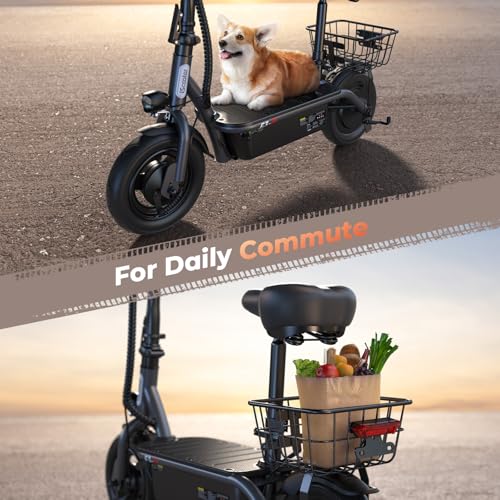 iScooter Electric Scooter with Seat, 37/21 Miles Long Range & 28/19/15.6 MPH Top Speed, 14
