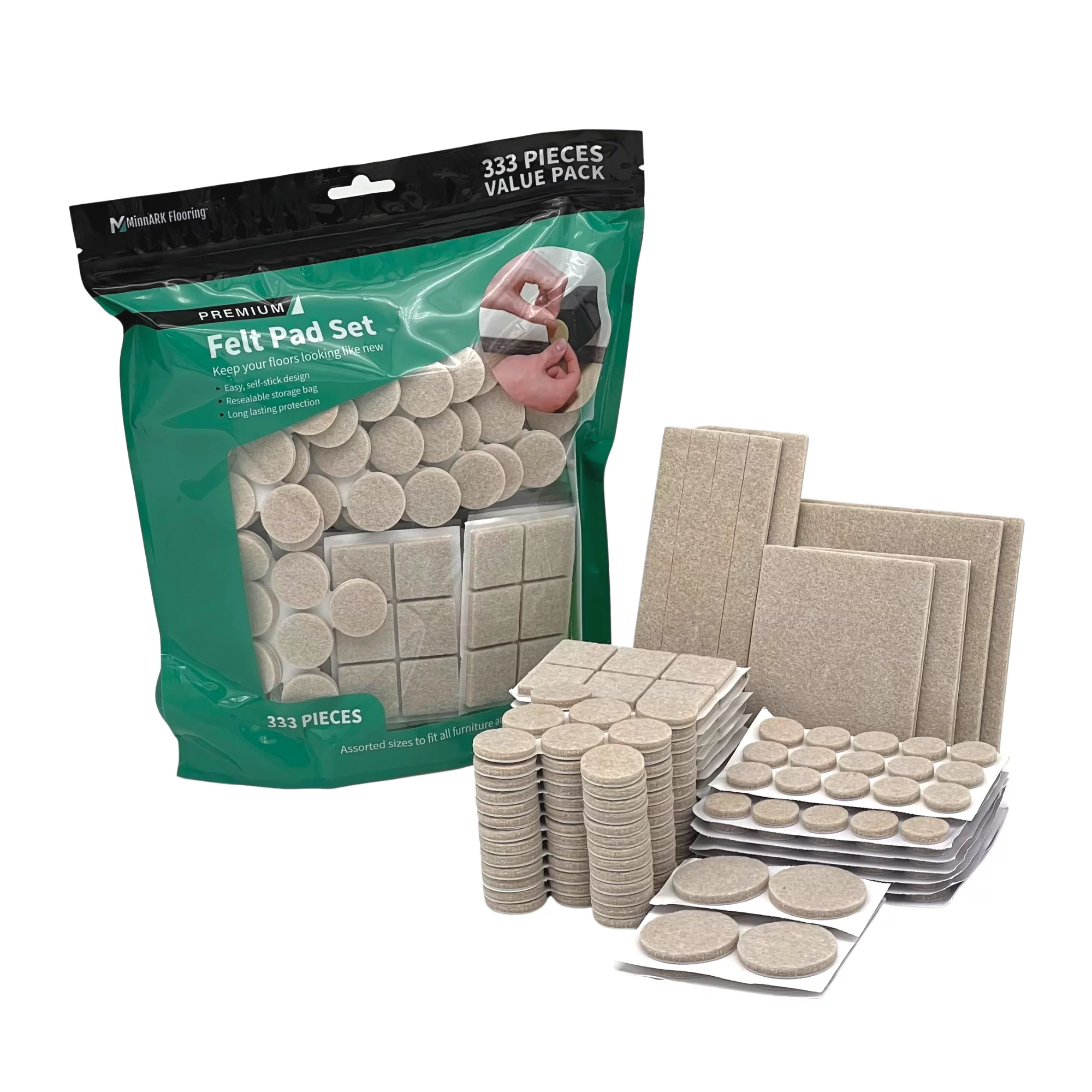 MinnARK Premium Felt Furniture Pads - 333 Pc - Oatmeal