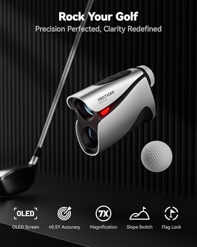 REDTIGER OLED Range Finder Golf with Slope, 1200 Yards Laser Rangefinder Golfing, 7X Magnification Range Finder Golf Magnetic, Flag Lock Vibration & Rechargeable