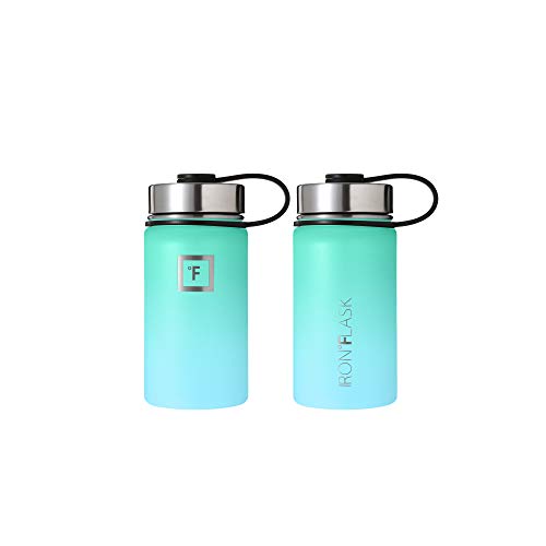 IRON °FLASK Camping & Hiking Hydration Flask with 3 Lids - Stainless Steel, Double Walled & Vacuum Insulated Water Bottle - Leak Proof & BPA Free (Midnight Black, Straw - 40 oz)