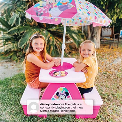 Delta Children 4 Seat Activity Picnic Table with Umbrella and Lego Compatible Tabletop, PAW Patrol