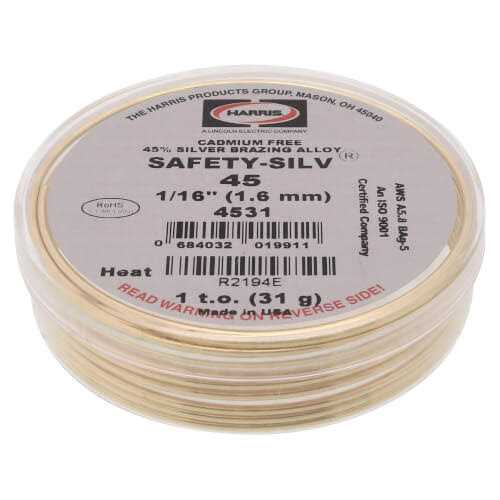 Harris Safety-Silv 45 Silver Brazing Alloy 76310