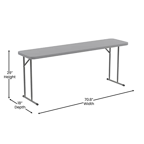 Flash Furniture Kathryn 6' Plastic Folding Training and Event Table, Rectangular Folding Training Table with 220-lb. Static Weight Capacity, White