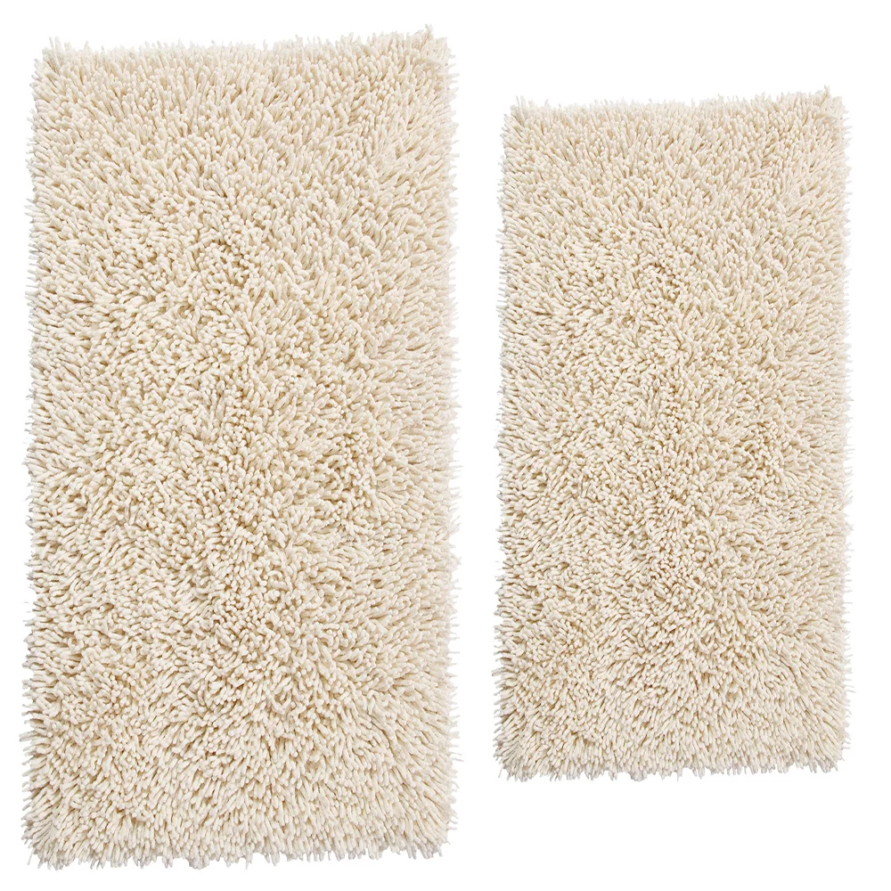 Knightsbridge Chenille Shaggy 220 GSF Non Skid Back Bath Rug Set - 2- Piece - 17x24 and 21x34