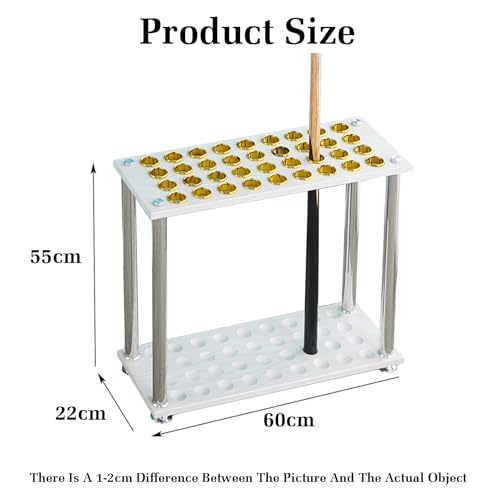 Billiard Cue Stand - Floor Rack Holds 36 Cues, Stylish White Pool Cue Holder for Game Room, Club, Billiard Room Accessories, Durable & Space-Saving Design