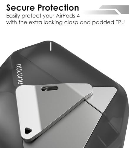 Aulumu A09 Geometric AirPods Pro 2 Case [2nd/1st Generation] with Lock | Protective Cover with Nylon Buckle | Alloy Armour | Compatible with Apple AirPods Pro(2023/2022/2019) - Gray