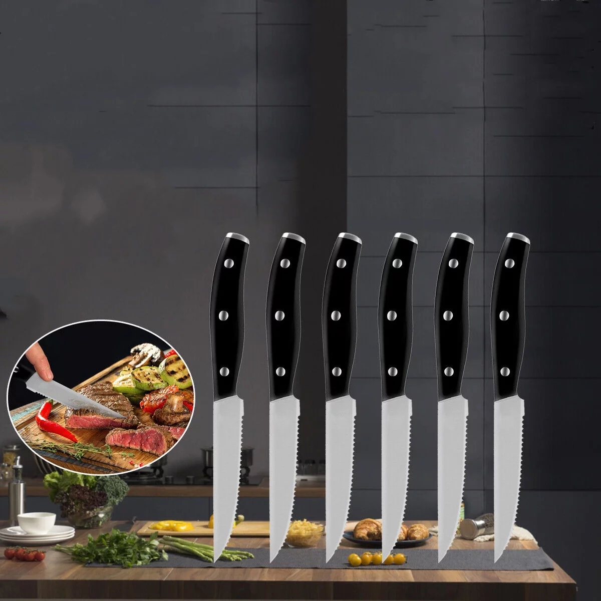 Triple Rivet Knife Set,Steaks on Sale Porterhouse Steaks,Stainless steel Steak knives
